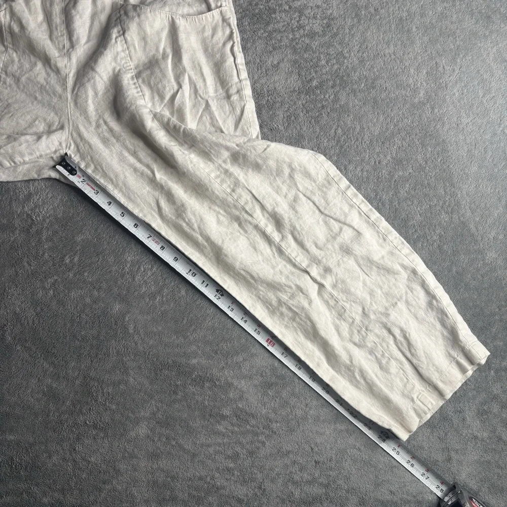 Quince 100% European Linen Wide Leg Loose Pants Flax/Beige Elastic *Large*